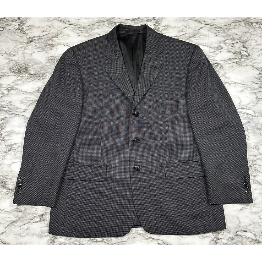DANIEL GRAY TRIO Blazer Suit Jacket Mens 42S x36W 100% Wool Grey Black Checkered